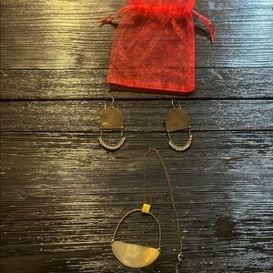 Elegant Brass Necklace and Earring Set